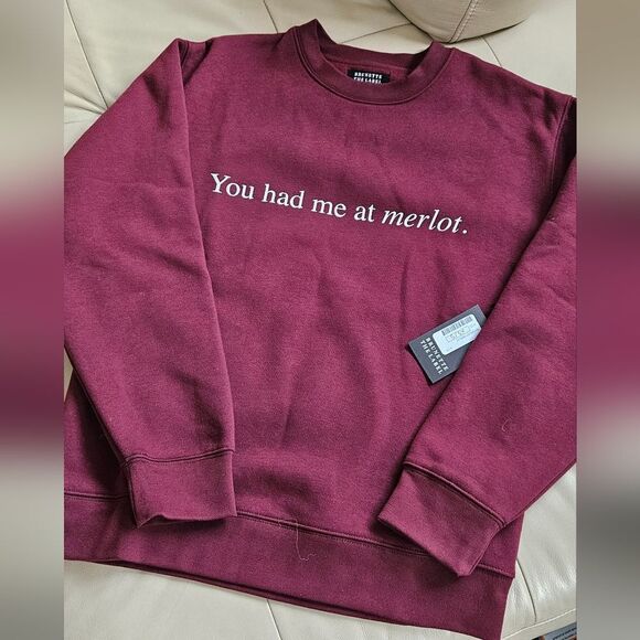 Brunette The Label Burgundy Crew Neck Sweater - Picture 1 of 6